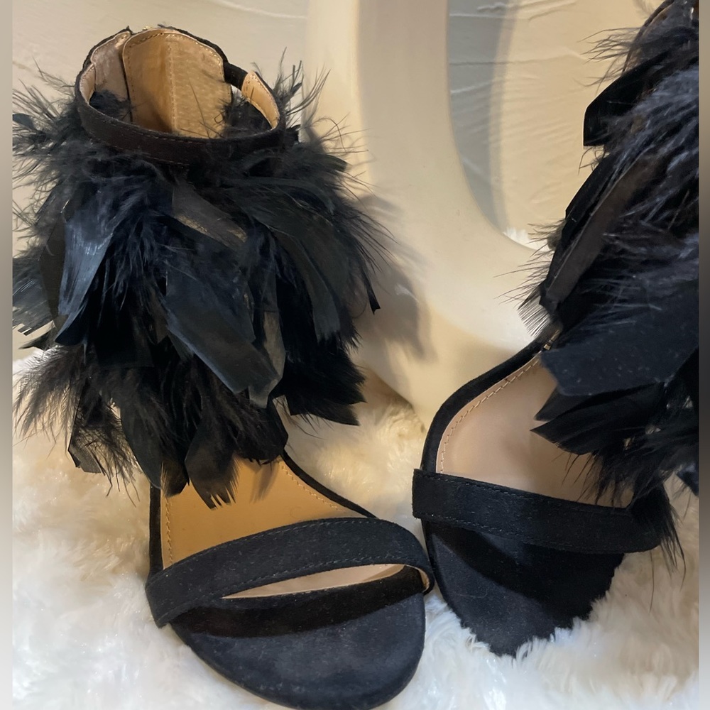 Black heels w/ feathers